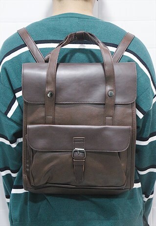 SHALEX FOLDOVER BACKPACK - DARK BROWN