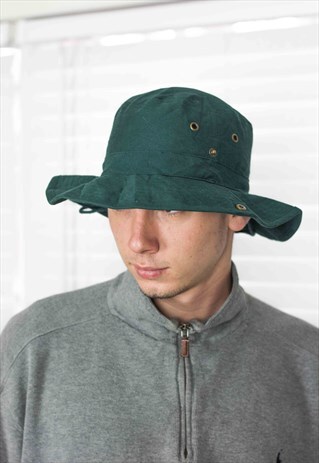 VINTAGE GREEN BUCKET HAT 90S S 3