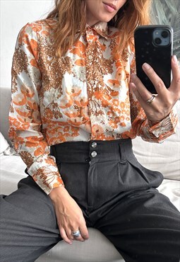 Vintage 70s Printed Shirt - M - L