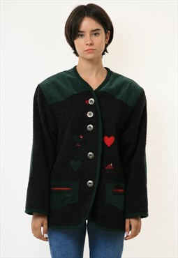 Unique Dirndl Trachten Folk Jacket Cardigan Embroider Blazer