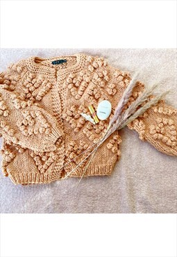 Knit Your Love Cozy Knitted Cardigan in Beige color