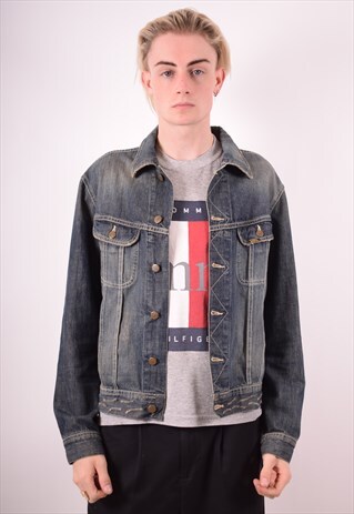 LEE MENS VINTAGE DENIM JACKET LARGE BLUE 90S