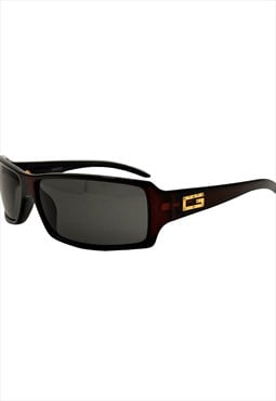 Gucci Sunglasses Logo Slim Rectangle Burgundy Gold GG 2515 