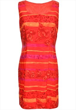 Red & Pink Floral Fitted Jessica Howard Dress - M