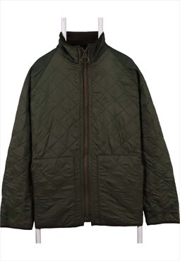 Vintage 90's Barbour Puffer Jacket Zip Up Khaki Green Large