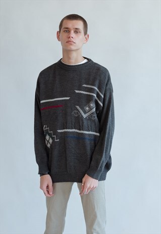 VINTAGE 80S FUNKY JUMPER WITH ABSTRACT PATTERN