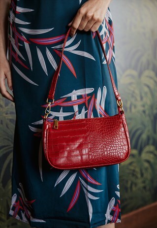 CROC EFFECT 90S MINI SHOULDER BAG RED