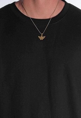 20" ANGEL CUPID FEATHER WINGS PENDANT NECKLACE CHAIN - GOLD