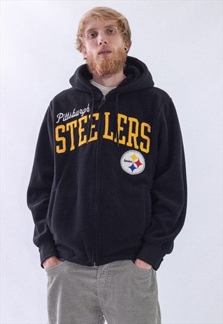 VINTAGE MENS STEELERS NFL FULL ZIP FLEECE BIG LOGO JACKET