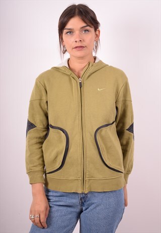 NIKE WOMENS VINTAGE HOODIE JACKET MEDIUM GREEN 90S