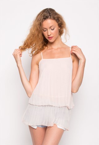 PLEATED LAYER TOP CAMI CHIFFON