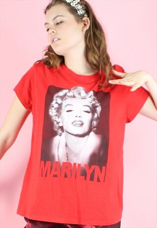 VINTAGE 90S T-SHIRT RED MARILYN MONROE Y2K