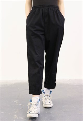 VINTAGE 1990S BLACK HIGH-WAISTED TROUSER