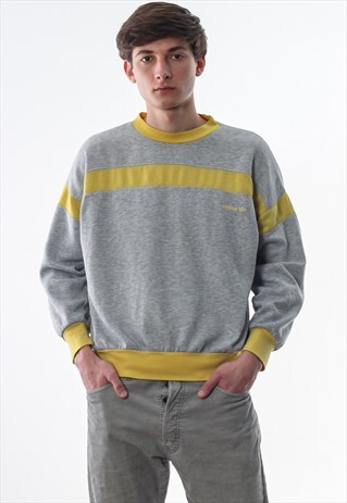 VINTAGE ADIDAS ORIGINALS CREW NECK 90S GREY YELLOW