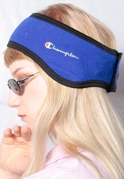 80s vintage sports grunge CHAMPION blue fleece ski headband