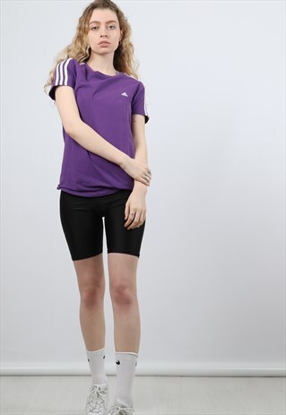 ADIDAS MEDIUM PURPLE EMBROIDERED LOGO T-SHIRT