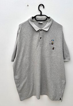 Vintage Lacoste grey Charlie Brown leather polo shirt XXL