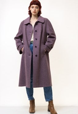 80s Woman Lambswool Purple Coat Women Winter Warm 5365