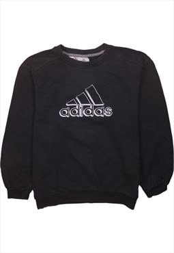 Vintage 90's Adidas Sweatshirt Spellout Crew Neck Navy Blue