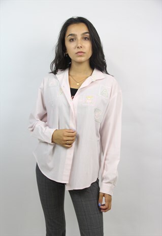 VINTAGE CUTE 90'S PALE PINK BLOUSE