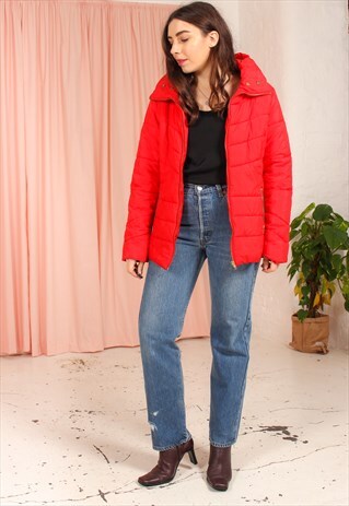 VINTAGE 90S PUFFER JACKET IN RED