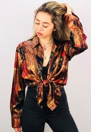 VINTAGE OVERSIZED SILKY PATTERN SHIRT