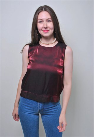 VINTAGE SLEEVELESS BLOUSE, 90S EVENING PARTY TOP