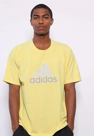 VINTAGE ADIDAS BIG LOGO T-SHIRT YELLOW