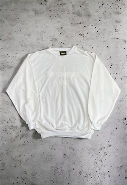 Vintage White Slazenger Embroidered Spell Out Sweatshirt 