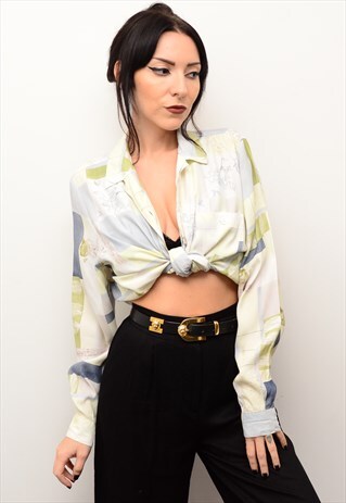 VINTAGE 90'S SOFT INDIE ABSTRACT PATTERNED OVERSIZED SHIRT