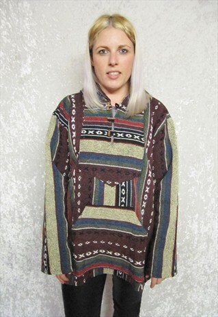 BOHO HIPPY FESTIVAL AZTEC PRINT HOODED JACKET