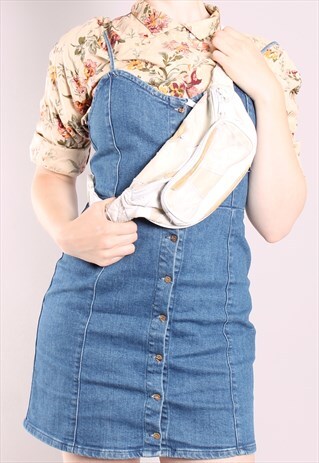 VINTAGE 90S BEIGE PATCHWORK LEATHER FESTIVAL BUM BAG