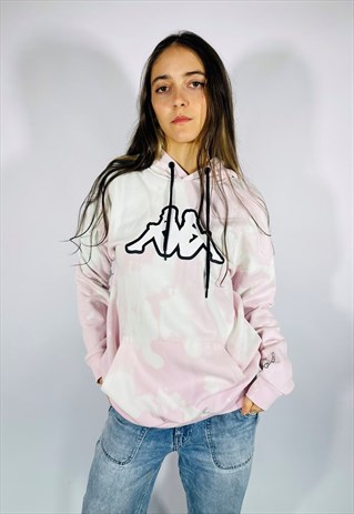 VINTAGE SIZE S KAPPA TIE DYE HOODIE IN PINK