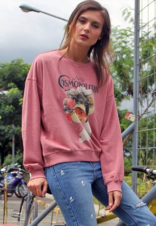 PRINTED PINK SWEATSHIRT