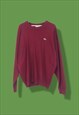Vintage Lacoste Jumper in Burgundy round neck L