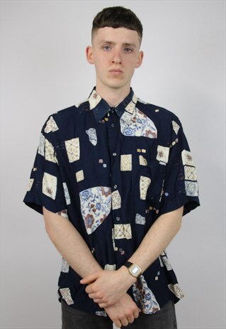 VINTAGE ABSTRACT 90'S PATTERNED SHIRT