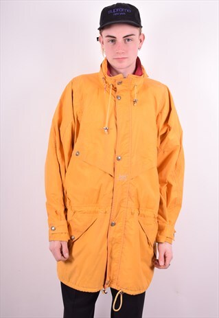 HELLY HANSEN MENS VINTAGE WINDBREAKER JACKET XL YELLOW 90'S