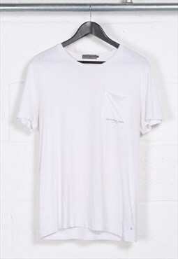Vintage Calvin Klein T-Shirt in White Crewneck Tee Medium