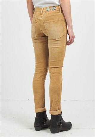 VINTAGE BROWN CHEAP MONDAY CORDUROY TROUSERS BOTTOMS