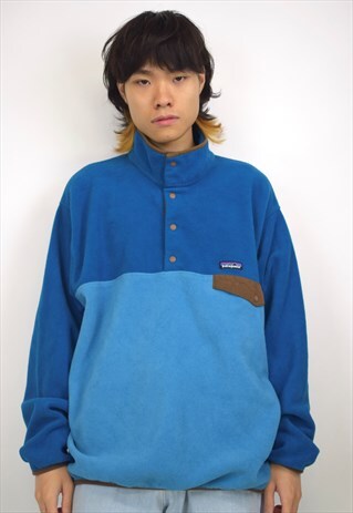 VINTAGE 90S PATAGONIA BLUE TWO TONE SYNCHILLA FLEECE JUMPER