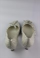VINTAGE SABRINA CHIC WHITE LEATHER PEARLESCENT HEELS