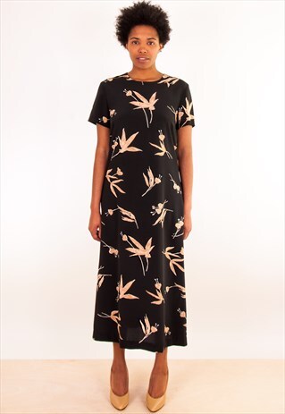 VINTAGE MAXI DRESS WITH FLORAL PRINT
