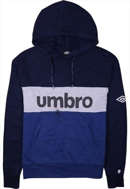 Vintage 90's Umbro Hoodie Spellout Pullover Navy Blue Large