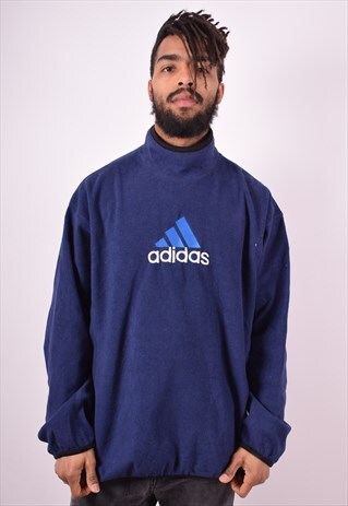 ADIDAS MENS VINTAGE FLEECE JUMPER XL BLUE 90'S