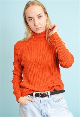 90'S RETRO MINIMALIST TURTLENECK KNITTED JUMPER TOP
