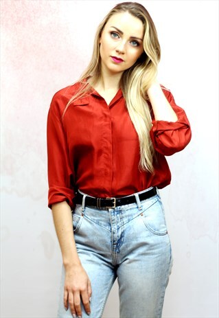 1990S VINTAGE BURNT ORANGE PURE SILK SHIRT