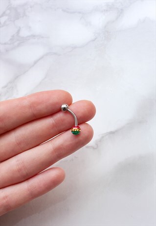 CRYSTAL EXPLOSION BELLY BAR RASTA COLOURS CUTE BODY JEWELRY