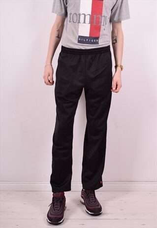 DIADORA MENS VINTAGE TRACKSUIT TROUSERS W38 L30 BLACK 90S