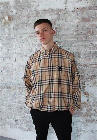 RARE VINTAGE BURBERRY NOVA CHECK 1/4 ZIP WINDBREAKER