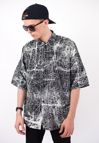 VINTAGE 90S GREY GRUNGE SHORT SLEEVE SHIRT